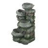 19 Inch 4 Tier Stone Water Fountain with LED Light