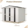 8 x 6 FT White Outdoor Metal Storage Shed with Lockable Doors