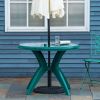 Outsunny 36.25" round patio table with umbrella hole, outdoor bistro dining table for garden, backyard, poolside, and yard use.