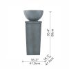 35.5" gray polyresin Zen bowl water fountain with bird feeder and bath design, relaxing outdoor feature for garden, lawn, and porch.