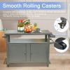 Outdoor Grill Cart with Storage Cabinet Wheels and Metal Grill Table