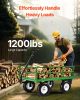 VEVOR 1200 Lbs Steel Garden Cart, Heavy Duty Pullable Garden Wagon Yard Cart