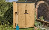 Outdoor Wooden Storage Shed with Waterproof Roof Lockable Doors and Shelves
