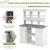 Rustic Garden Potting Bench Table with Drawers and Storage Shelves