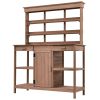 66 Inch Farmhouse Wooden Outdoor Potting Bench with Storage