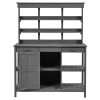 66 Inch Farmhouse Wooden Outdoor Potting Bench with Storage