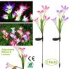 2 Pack Solar Lily Flower Garden Lights, 7-Color Changing LED Pathway Stake Lights, IP65 Waterproof for Garden, Patio, Yard, and Walkways.