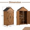 Outdoor Wooden Storage Cabinet with Shelves and Latch Garden Tool Shed