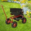 Rolling Garden Cart with Adjustable Swivel Seat and Basket