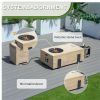 Patio Garden Fire Pit Table Set with Built In Ice Bucket Magnesium Oxide