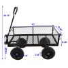 Black Solid Wheel Wagon Cart Garden Tools Firewood Transport