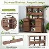 Rustic Garden Potting Bench Table with Drawers and Storage Shelves