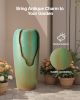 VEVOR Outdoor Water Fountain, 30.71 in Height Fountain and Waterfall, 1-Tier Floor Standing Glazed Jar Style Fountains with LED Light and Pump
