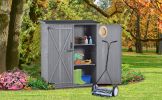 Outdoor Wooden Storage Shed with Waterproof Roof Lockable Doors and Shelves