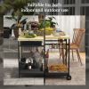 Outsunny outdoor bar cart with wheels, side handle, baskets, and wine holders for patio, garden, and dining room serving.