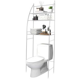3 Tier 25.59x9.84x66.14in Bathroom Over the Toilet Storage Shelf Free Standing Laundry Room Organizer Space Saver Rack (Color: White, size: One size)