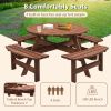 Circular Outdoor Wooden Picnic Table with Built In Benches 1720LB Capacity