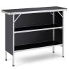 Folding Camping Table with 2 Tier Open Shelves for Outdoor BBQ