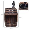 Outsunny 23" outdoor water fountain with rustic wood and metal apple barrel pump design for backyard and garden décor.