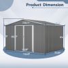 10x8 FT Metal Outdoor Storage Shed with Lockable Doors Gray
