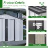 10x8 FT Metal Outdoor Storage Shed with Lockable Doors Grey