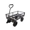Black Solid Wheel Wagon Cart Garden Tools Firewood Transport