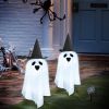 Solar Halloween Pumpkin LED Stake Lights Set of 4 Outdoor Pathway Garden Decoration with 2 Lighting Modes