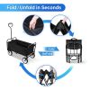 Heavy Duty Folding Portable Cart Wagon with 7'' Widened All-Terrain Wheels Prevent to Sinking in The Sand