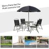 Outsunny 6 Piece Patio Dining Set with Umbrella Glass Table and Chairs