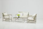 4 Pieces Patio Furniture Set, PE Rattan Wicker 4 Pcs Outdoor Sofa Set w/Washable Cushion