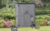 Outdoor Wooden Storage Shed with Waterproof Roof Lockable Doors and Shelves