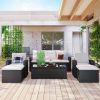 6 Piece PE Rattan Wicker Outdoor Patio Dining Conversation Set