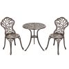 Cast Aluminum Patio Bistro Bar Table and Chair Set 3 Piece
