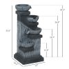 33.5" Water Fountain, 4-Tier Resin Cascading Bowls Outdoor Waterfall Fountain with LED Lights