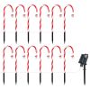 Solar Christmas Candy Cane Lights Set with 12 Candies and 72 LEDs Outdoor Waterproof Flickering Pathway String Lights with 8 Lighting Modes