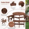 Circular Outdoor Wooden Picnic Table with Built In Benches 1720LB Capacity