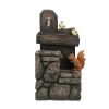 15 Inch Two Tier Woodland Animal Water Fountain with Light