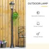 Outsunny 77" solar lamp post light with motion sensor, adjustable brightness, and waterproof vintage design for garden and outdoor lighting.