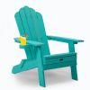 TALE folding oversized Adirondack chair with ottoman and cup holder. Durable poly lumber
