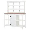 66 Inch Farmhouse Wooden Outdoor Potting Bench with Storage