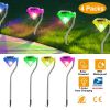 4 Pack Solar Diamond Garden Stake Lights, 7-Color Changing LED, IP65 Waterproof Decorative Pathway Lamps for Garden, Patio, Yard, and Walkways.