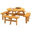 Circular Outdoor Wooden Picnic Table with Built In Benches 1720LB Capacity