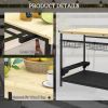 Outsunny outdoor bar cart with wheels, side handle, baskets, and wine holders for patio, garden, and dining room serving.