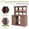 Rustic Garden Potting Bench Table with Drawers and Storage Shelves