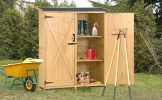 Outdoor Wooden Storage Shed with Waterproof Roof Lockable Doors and Shelves
