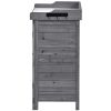 39 Inch Rustic Wooden Potting Bench with Storage Cabinet Shelves and Hooks