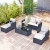6 Piece PE Rattan Wicker Outdoor Patio Dining Conversation Set