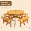 Circular Outdoor Wooden Picnic Table with Built In Benches 1720LB Capacity