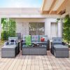 6 Piece PE Rattan Wicker Outdoor Patio Dining Conversation Set