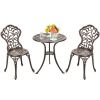 Cast Aluminum Patio Bistro Bar Table and Chair Set 3 Piece
